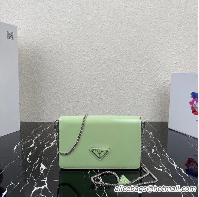 New Cheap Prada Small brushed leather shoulder bag 1BH307 green