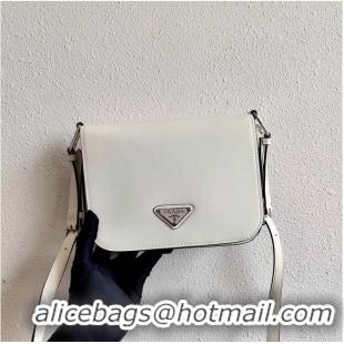 Hot Sell Prada Small brushed leather shoulder bag 1BH308 white