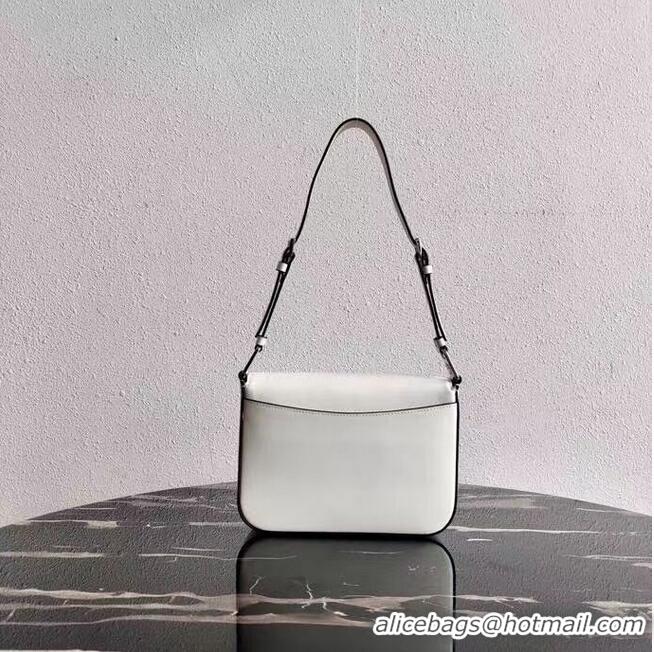 Hot Sell Prada Small brushed leather shoulder bag 1BH308 white