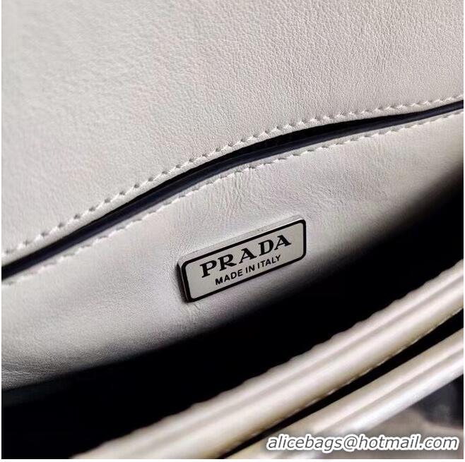 Hot Sell Prada Small brushed leather shoulder bag 1BH308 white