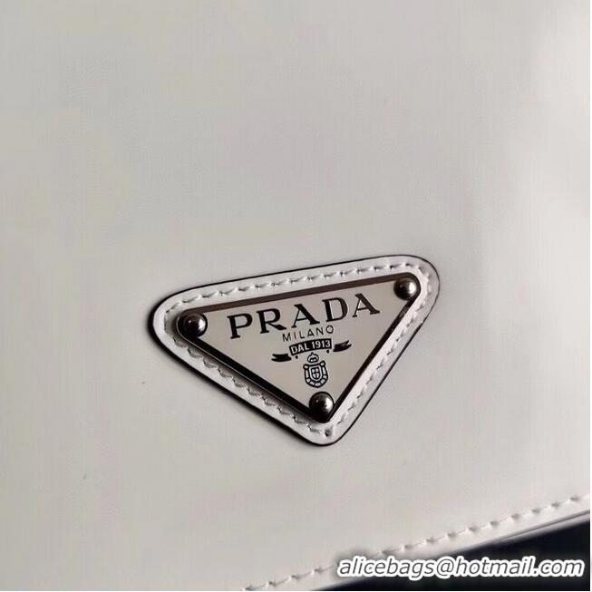 Hot Sell Prada Small brushed leather shoulder bag 1BH308 white