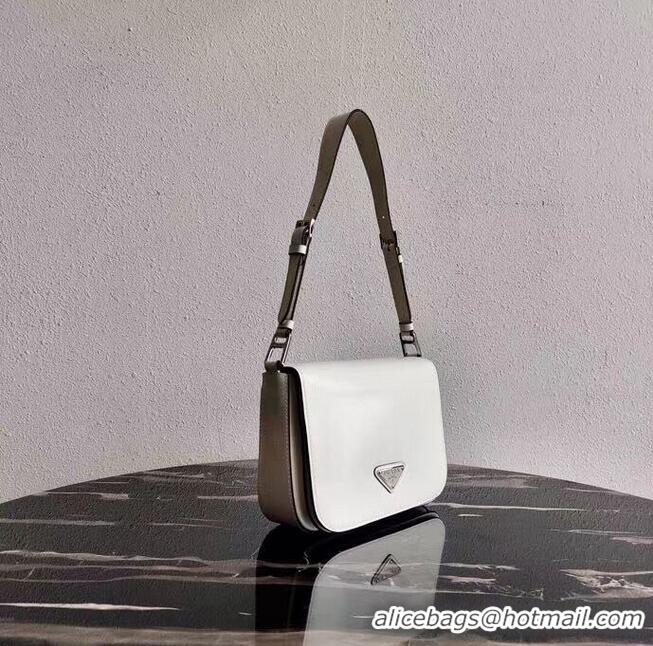 Hot Sell Prada Small brushed leather shoulder bag 1BH308 white