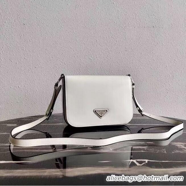 Hot Sell Prada Small brushed leather shoulder bag 1BH308 white