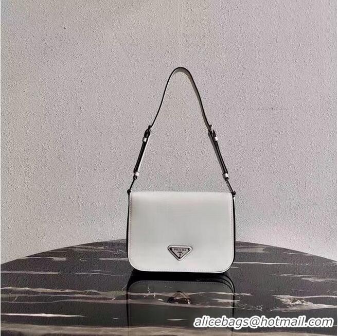 Hot Sell Prada Small brushed leather shoulder bag 1BH308 white