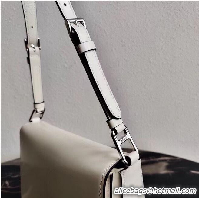 Hot Sell Prada Small brushed leather shoulder bag 1BH308 white