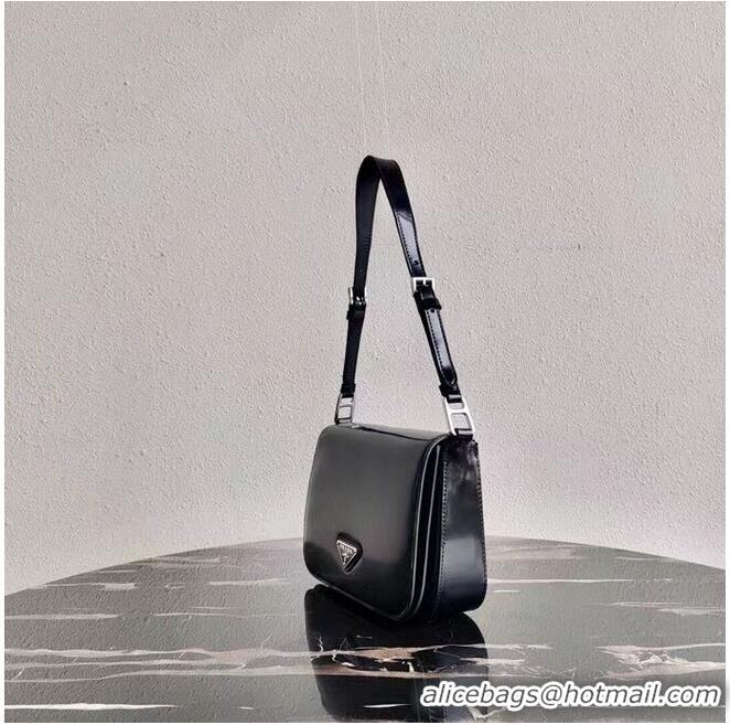 Top Quality Prada Small brushed leather shoulder bag 1BH308 black