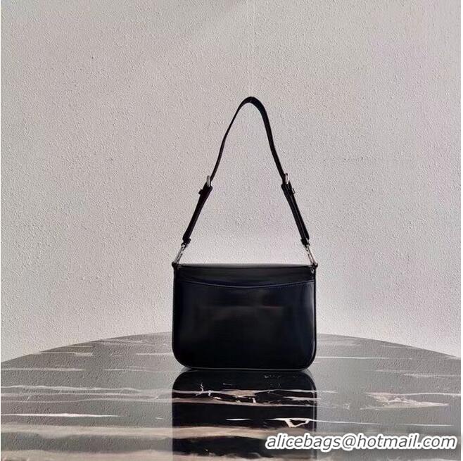 Top Quality Prada Small brushed leather shoulder bag 1BH308 black