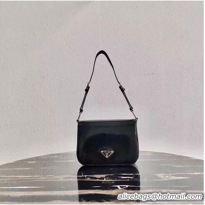 Top Quality Prada Small brushed leather shoulder bag 1BH308 black