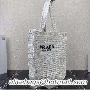 Luxury Classic Prada Raffia tote bag 1CH393 white