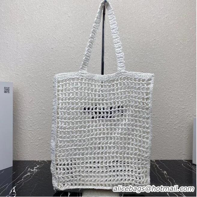 Luxury Classic Prada Raffia tote bag 1CH393 white