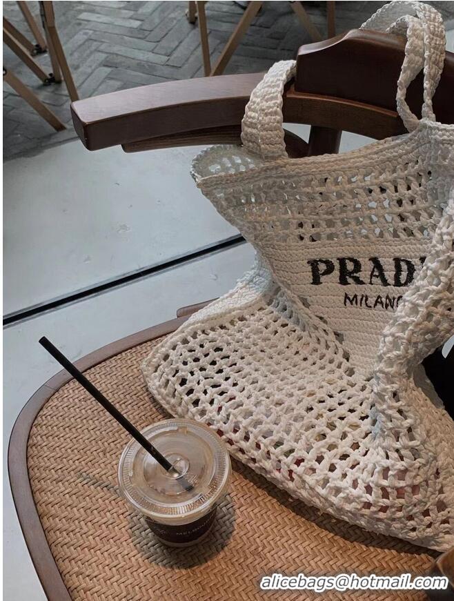 Luxury Classic Prada Raffia tote bag 1CH393 white