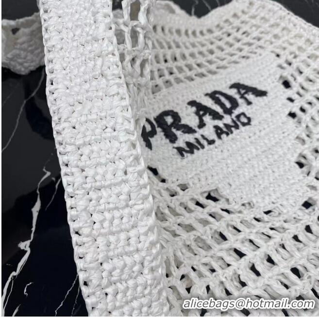 Luxury Classic Prada Raffia tote bag 1CH393 white