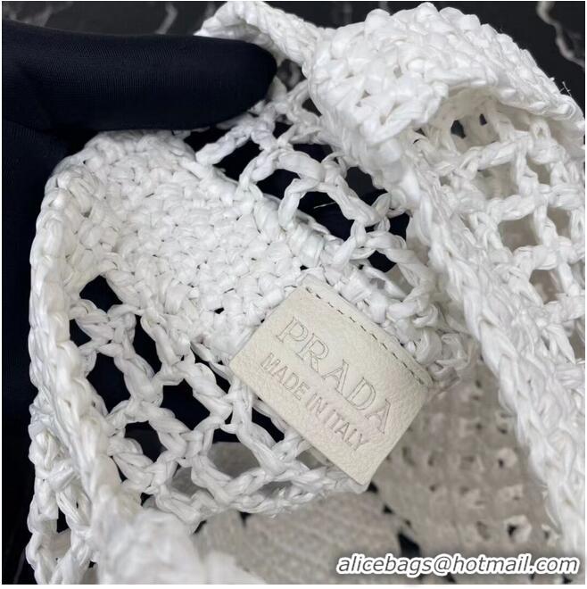 Luxury Classic Prada Raffia tote bag 1CH393 white