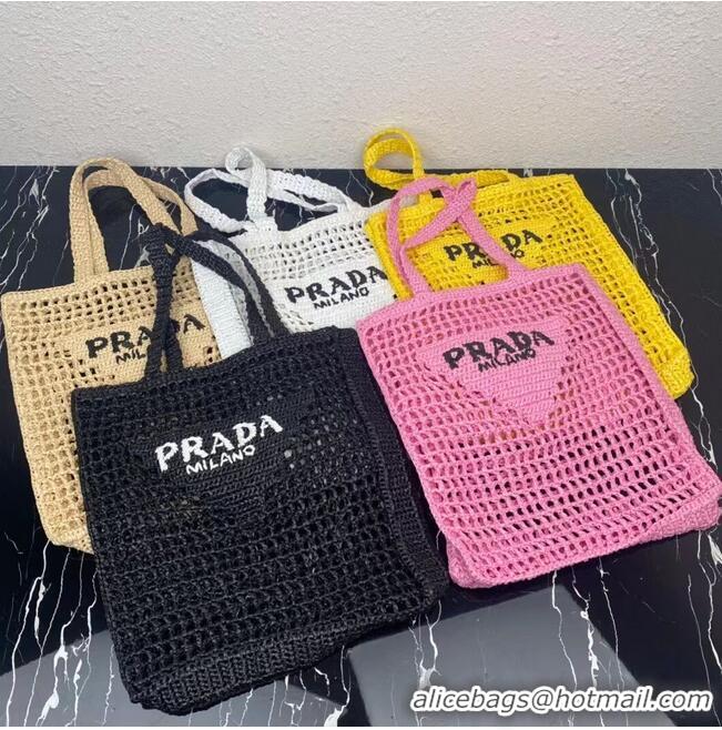 Luxury Classic Prada Raffia tote bag 1CH393 white