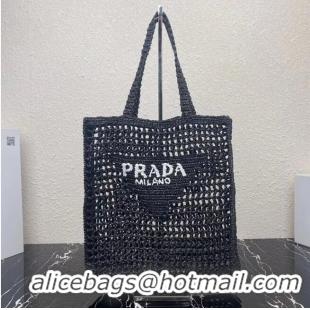 New Arrivals Prada Raffia tote bag 1CH393 black