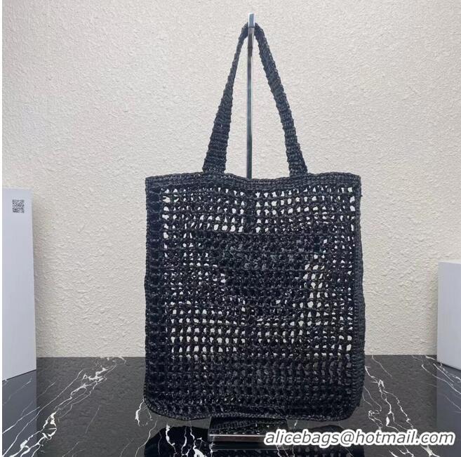 New Arrivals Prada Raffia tote bag 1CH393 black