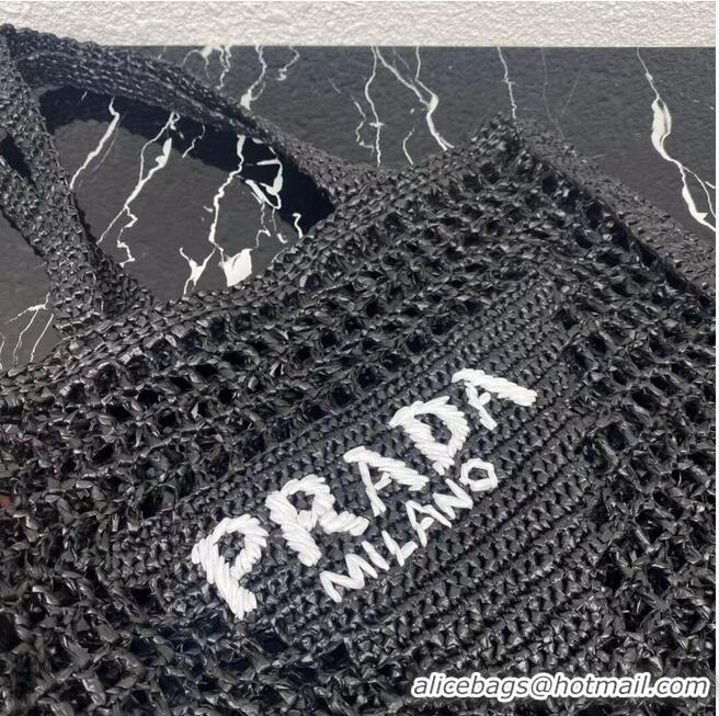 New Arrivals Prada Raffia tote bag 1CH393 black