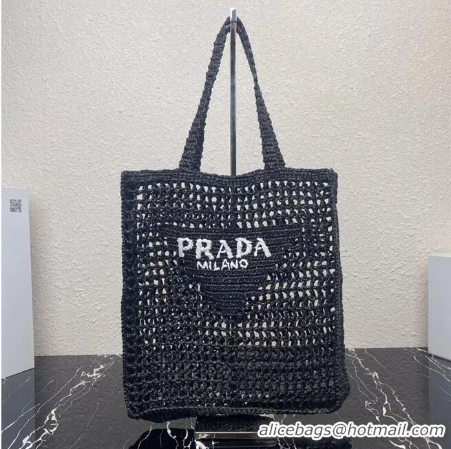 New Arrivals Prada Raffia tote bag 1CH393 black