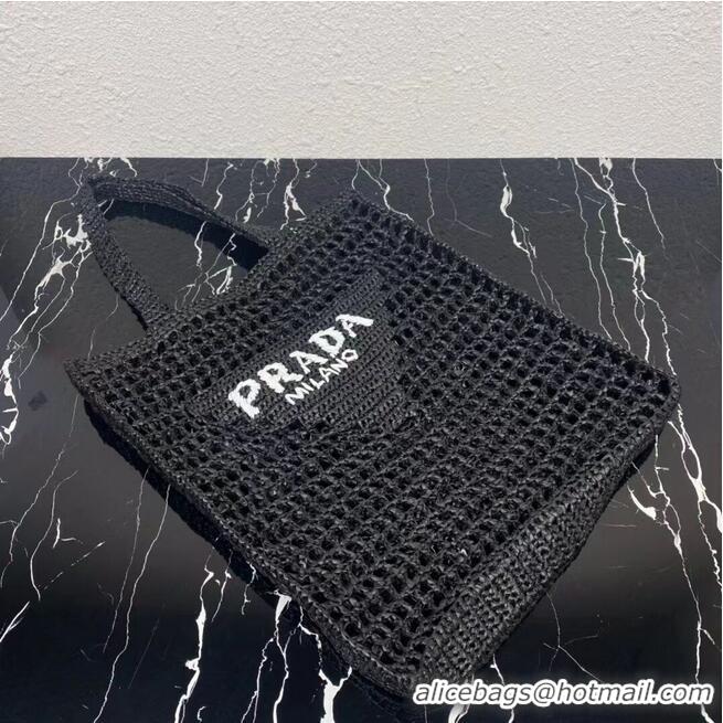 New Arrivals Prada Raffia tote bag 1CH393 black