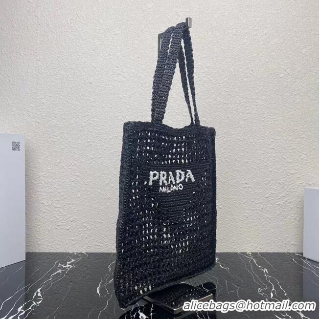 New Arrivals Prada Raffia tote bag 1CH393 black