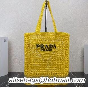 Newly Launched Prada Raffia tote bag 1CH393 yellow