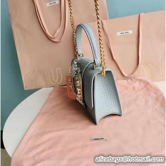 New Stylish miu miu Matelasse Nappa Leather mini tote Bag 5EA196 light blue