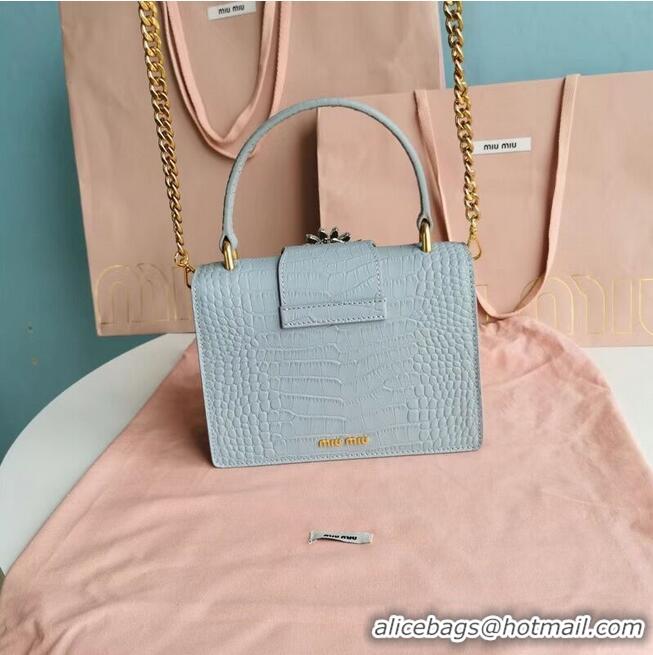 New Stylish miu miu Matelasse Nappa Leather mini tote Bag 5EA196 light blue