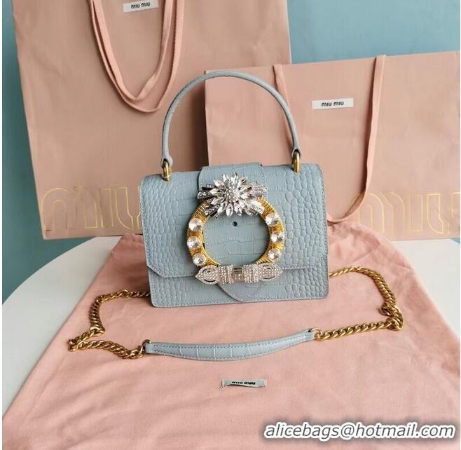 New Stylish miu miu Matelasse Nappa Leather mini tote Bag 5EA196 light blue