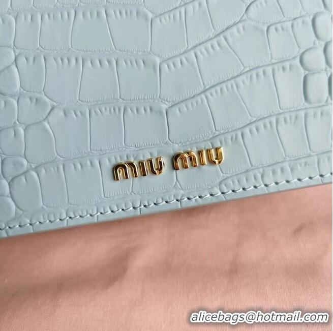 New Stylish miu miu Matelasse Nappa Leather mini tote Bag 5EA196 light blue