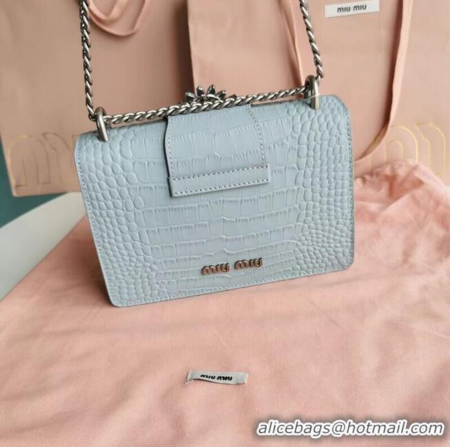 Inexpensive miu miu Matelasse Nappa Leather mini Shoulder Bag 5ED084 light blue