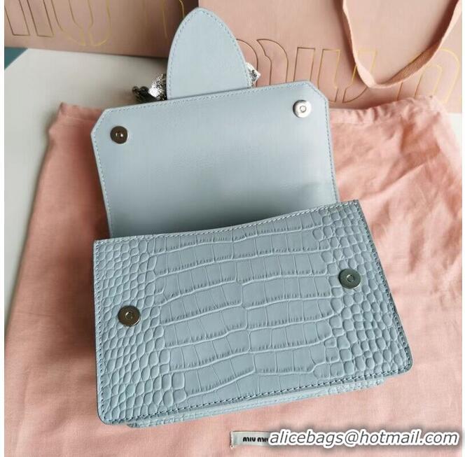 Inexpensive miu miu Matelasse Nappa Leather mini Shoulder Bag 5ED084 light blue