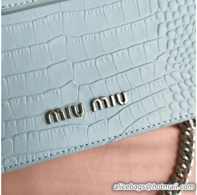 Inexpensive miu miu Matelasse Nappa Leather mini Shoulder Bag 5ED084 light blue