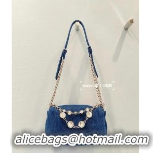 Low Cost miu miu Denim Shoulder Bag 5ND223 blue