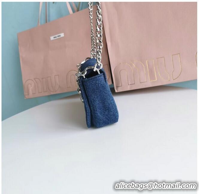 Low Cost miu miu Denim Shoulder Bag 5ND223 blue