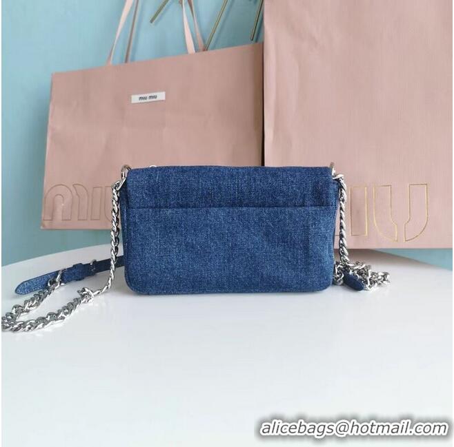 Low Cost miu miu Denim Shoulder Bag 5ND223 blue