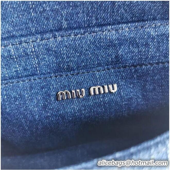 Low Cost miu miu Denim Shoulder Bag 5ND223 blue