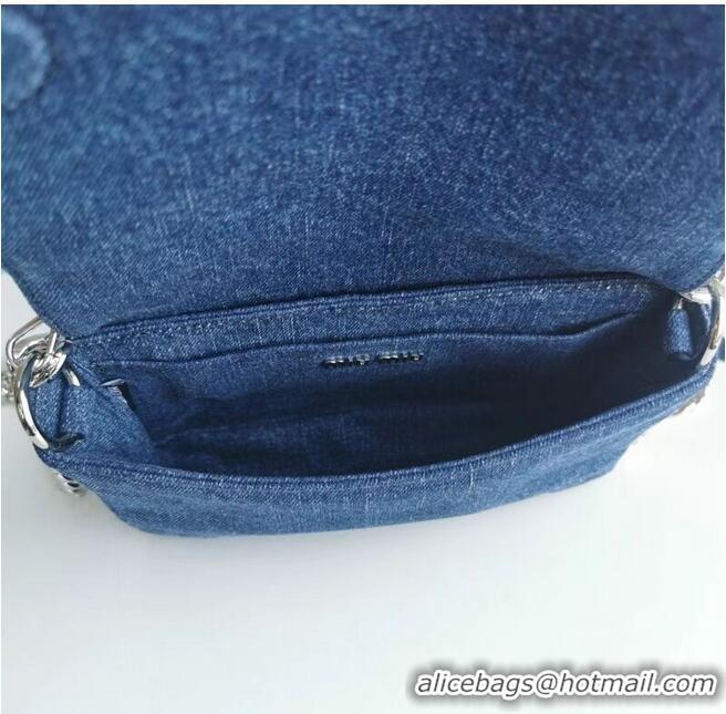 Low Cost miu miu Denim Shoulder Bag 5ND223 blue