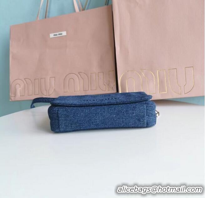 Low Cost miu miu Denim Shoulder Bag 5ND223 blue