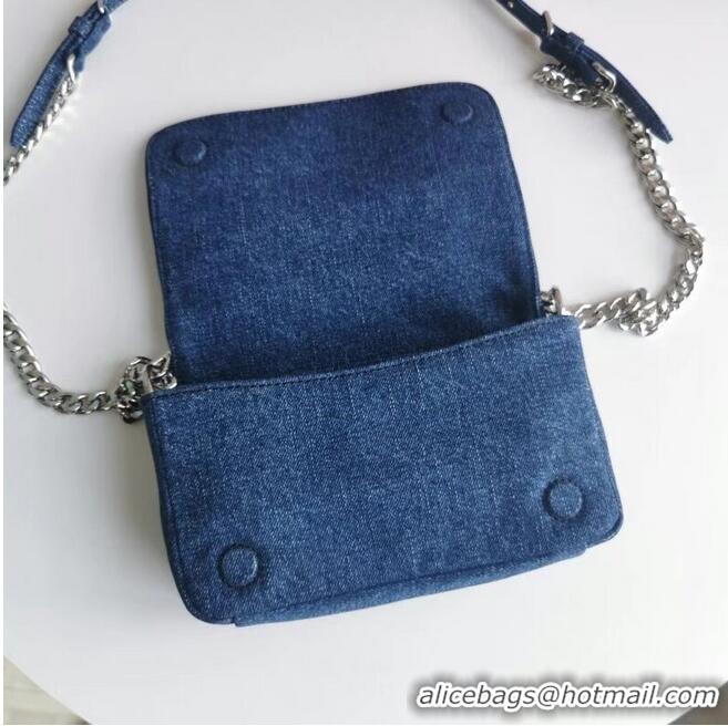 Low Cost miu miu Denim Shoulder Bag 5ND223 blue