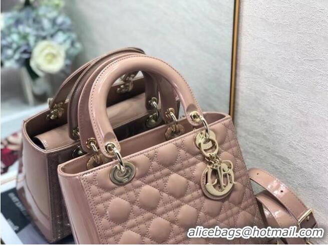 Super Quality MEDIUM LADY DIOR BAG Blush Cannage Lambskin M0565O