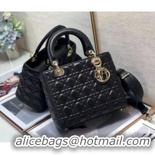 Buy Classic MEDIUM LADY DIOR BAG Black Cannage Lambskin M0565O