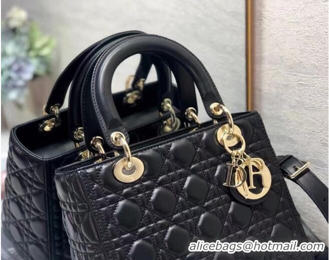 Buy Classic MEDIUM LADY DIOR BAG Black Cannage Lambskin M0565O