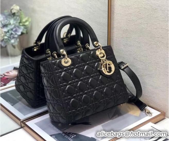 Buy Classic MEDIUM LADY DIOR BAG Black Cannage Lambskin M0565O