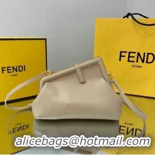 Luxury Classic FENDI FIRST SMALL Cream leather bag 8BP129A