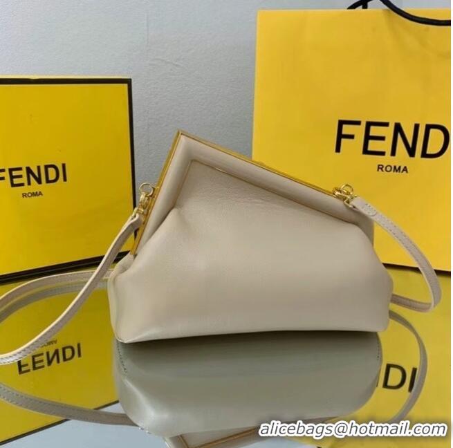 Luxury Classic FENDI FIRST SMALL Cream leather bag 8BP129A