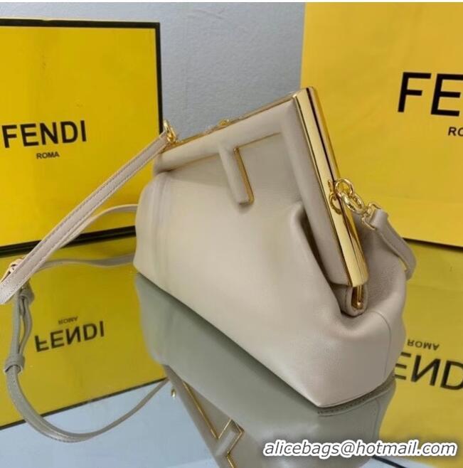 Luxury Classic FENDI FIRST SMALL Cream leather bag 8BP129A