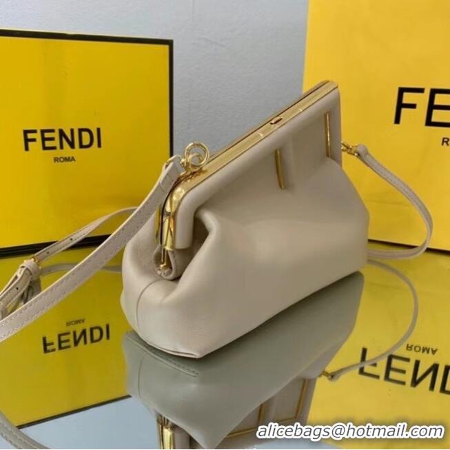 Luxury Classic FENDI FIRST SMALL Cream leather bag 8BP129A