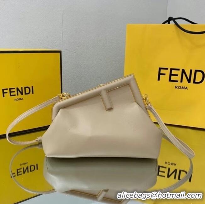 Luxury Classic FENDI FIRST SMALL Cream leather bag 8BP129A