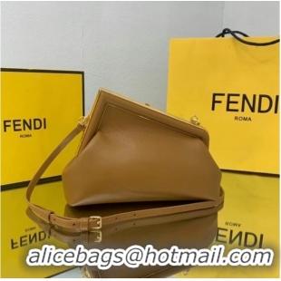 Luxury Discount FENDI FIRST SMALL caramel leather bag 8BP129A