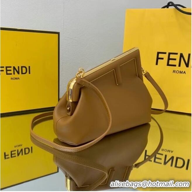 Luxury Discount FENDI FIRST SMALL caramel leather bag 8BP129A